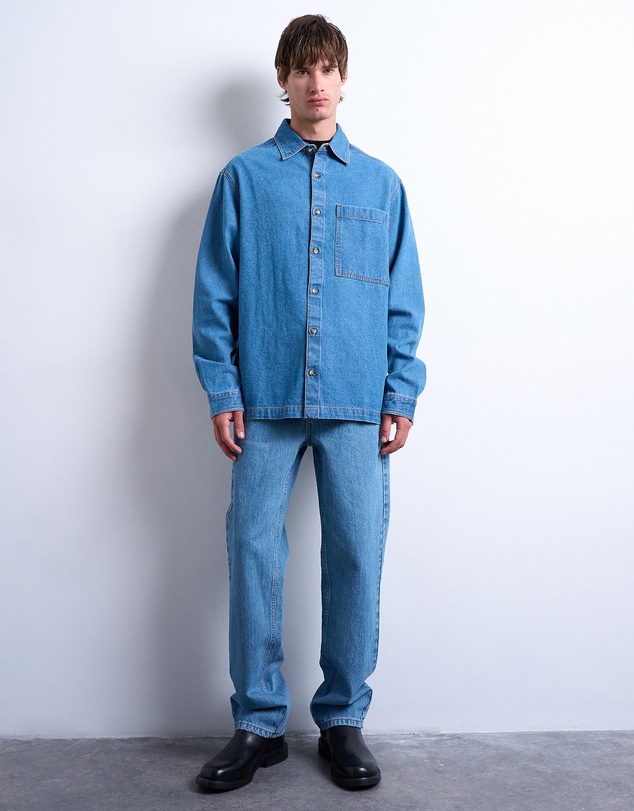 Topman - Regular Fit Denim Overshirt