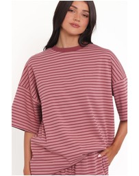 Petal & Pup - Wilda Oversized Tee - Pink Red Stripe