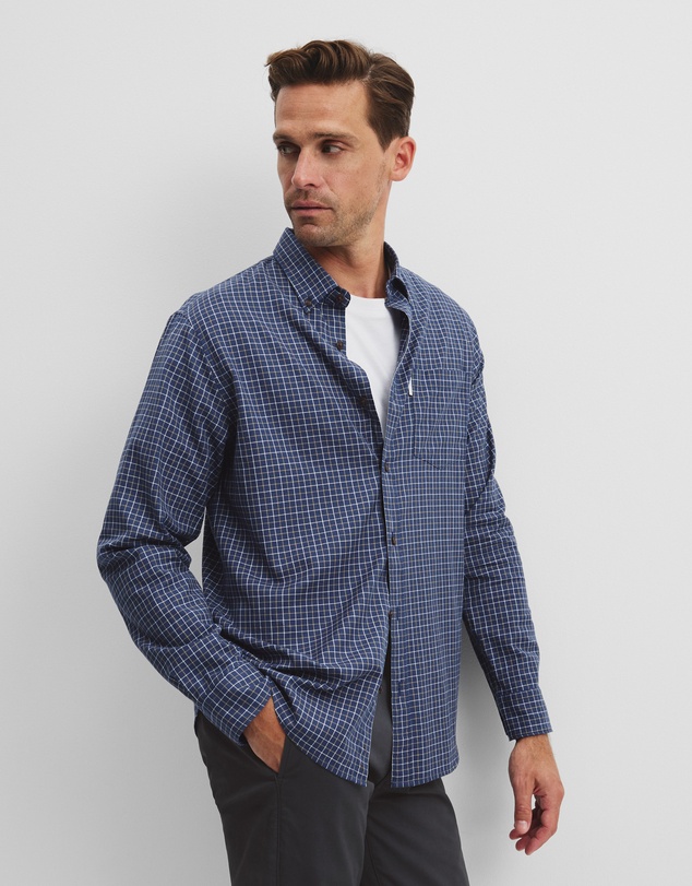 Country Road - Long Sleeve Regular Fit Cotton Check Shirt With Pocket