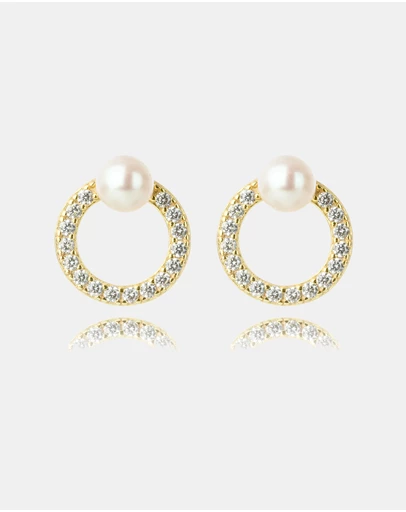 Georgini - GEORGINI OCEANS BYRON FRESHWATER PEARL EARRINGS GOLD