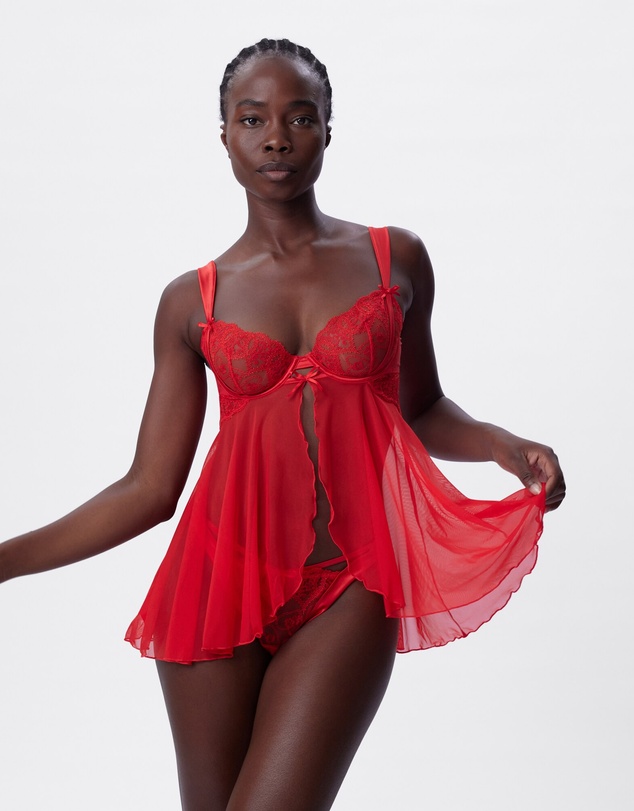 Bras N Things - Enchanted Racing Hearts Babydoll Bra - Red