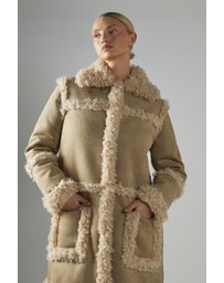 Glamorous - Longline Shearling Trim Coat