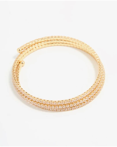 Lovisa - Gold Plated Diamante Triple Cupchain Wrist Cuff