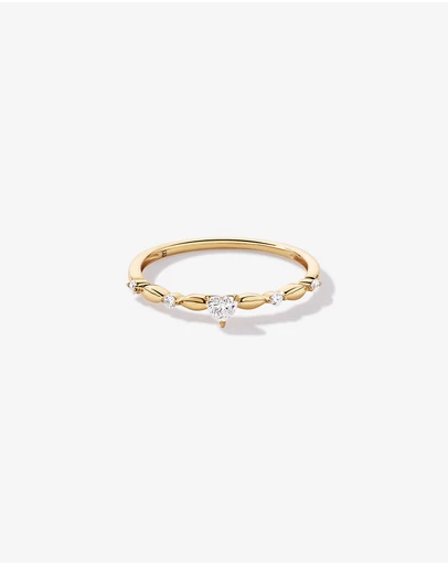 Michael Hill - 0.15TW Heart and Round Brilliant Laboratory-Grown Diamond Promise Ring in 10kt Yellow Gold