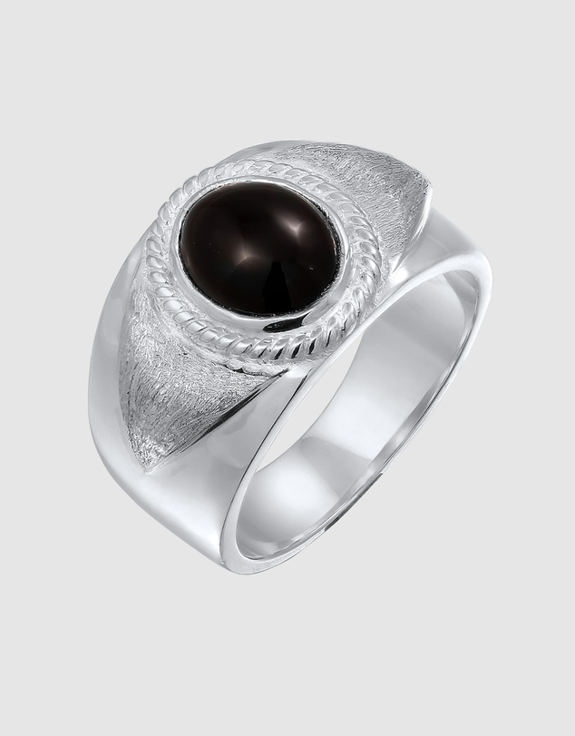 Kuzzoi - ICONIC EXCLUSIVE - Black Onyx Signet Ring in 925 Sterling Silver