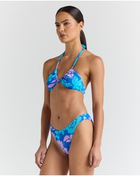 Poolside Paradiso - Vanuatu Ruched Halter Bikini Top - Ocean