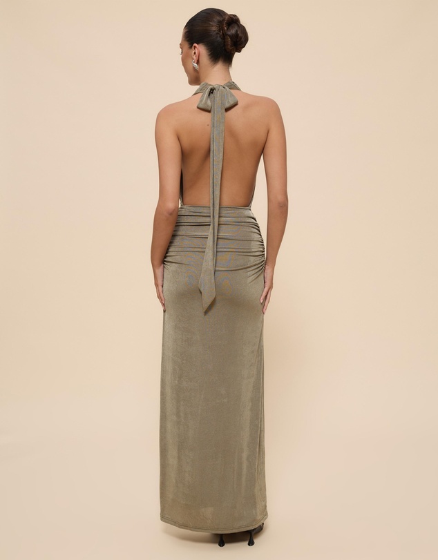 CHANCERY - Draped Bodice Halter Jersey Dress