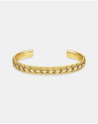 THOMAS SABO - Gold Wide Bangle with Crocodile Detailing