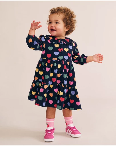 Huxbaby - Multi Hearts Cord Dress - Babies-Kids