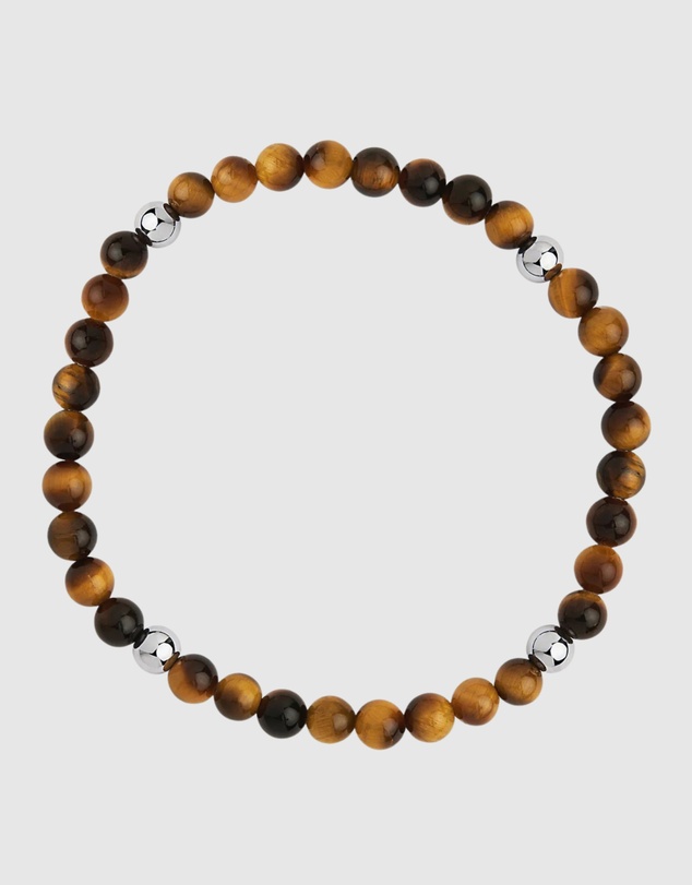 Najo - Apollo Men's 6mm Tiger Eye & Steel Elasticised Bracelet