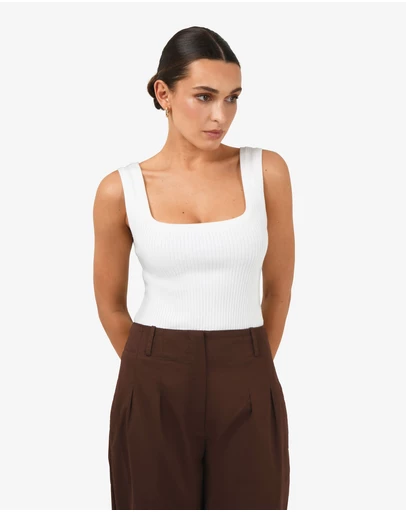 Forcast - Ella Square Neck Rib Knit