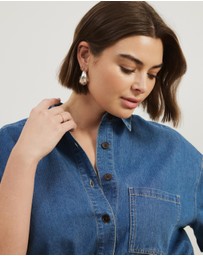 Atmos&Here Curvy - Tina Drawstring Denim Mini Dress