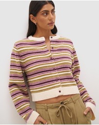MON RENN - Orchid Stripe Cardigan