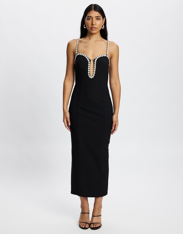 Romance by Honey and Beau - Gisella Pearl Detail Midi Dress