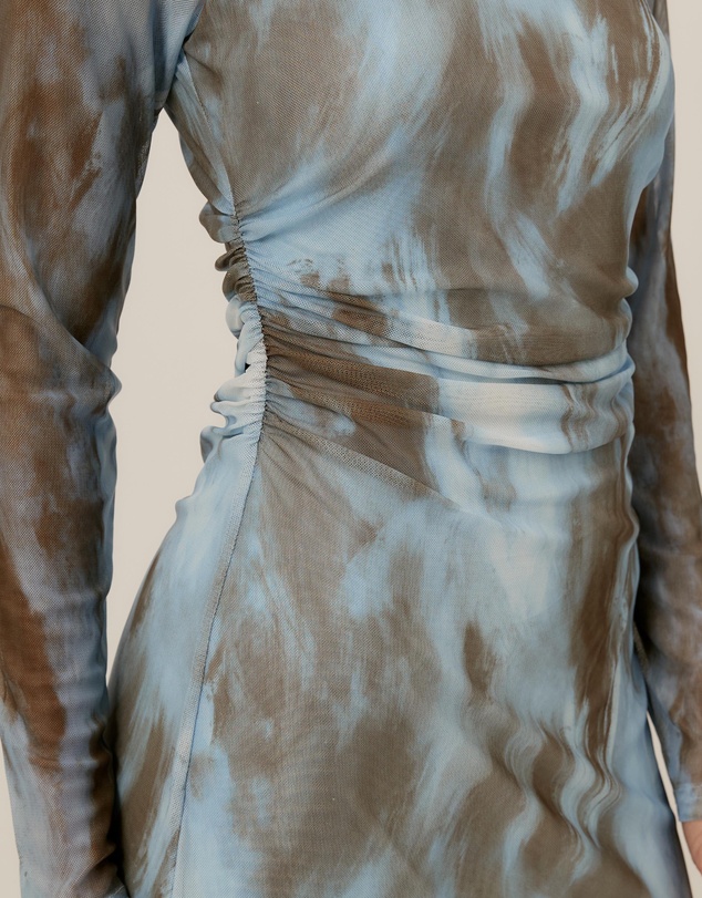 Tussah - Sophie Abstract Print Mesh LS Midi Dress