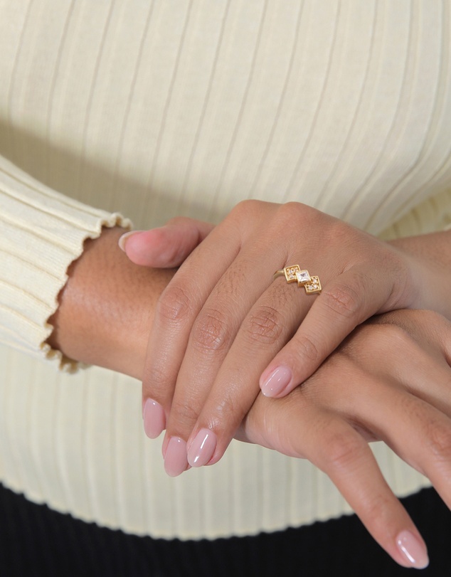 Elli Jewelry - Vintage Zirconia Ring in Gold-Plated 925 Silver
