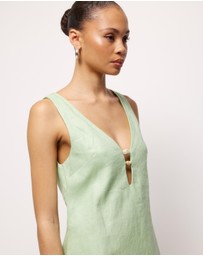 AERE - Fiora Linen Resin Trim Shift Dress