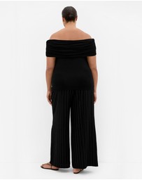 City Chic - Plus Size Buckle Off Shoulder Top - black