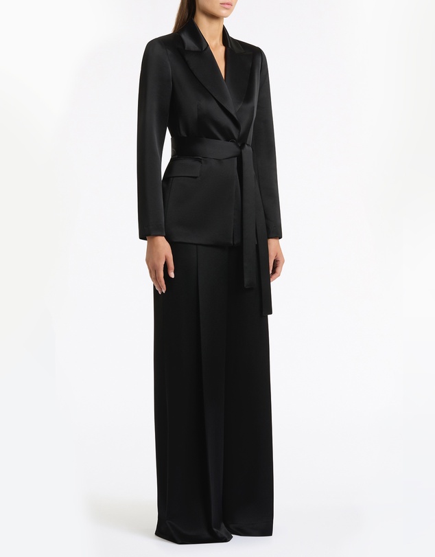 Carla Zampatti - Black Satin Acetate Deep Pleat Pant