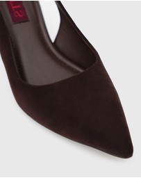Betts - Flounce Block Heel Slingback Pumps