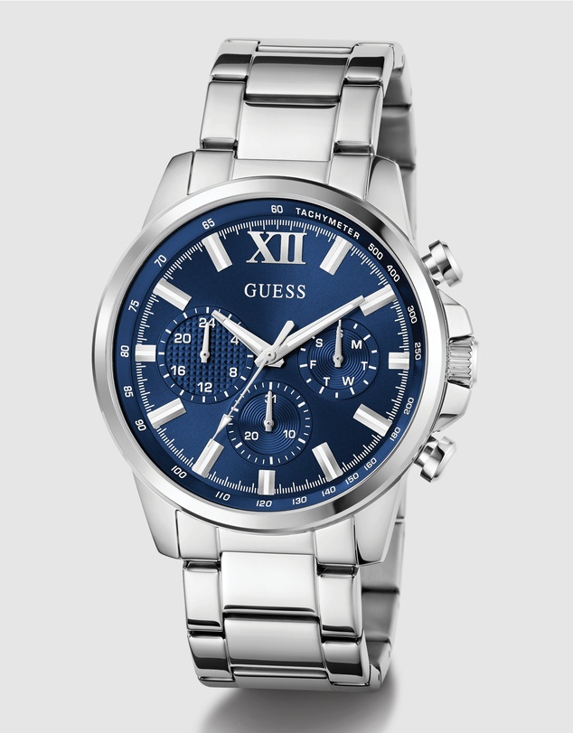 GUESS - Guess Men's Silver Tone 44mm Multi-function Watch