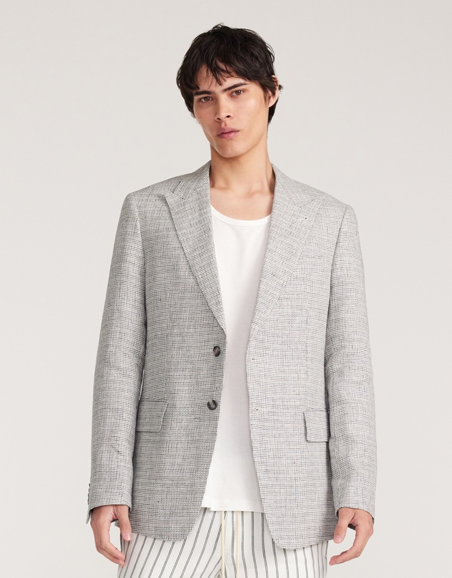 Calibre - Thatch Check Linen Blazer White