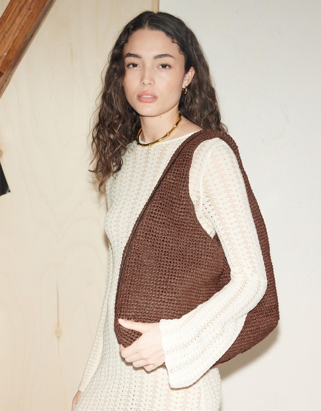 & Other Stories - Leather-Piping Straw Shoulder Bag