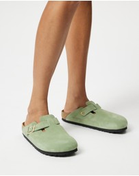 Birkenstock - Boston Soft Footbed Narrow Suede Leather Clogs