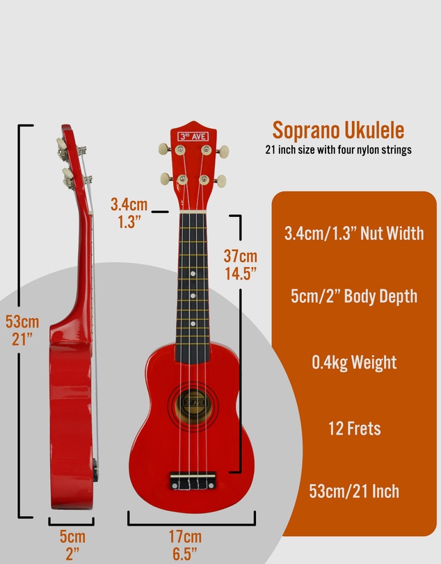 iWorld - 3rd Avenue Soprano Ukulele - Red
