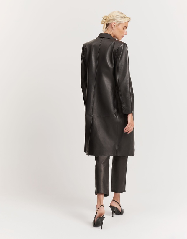 Country Road - Leather Double-breasted Coat
