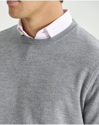 3 Wise Men - 3 Wise Men Driver Crew Neck Merino Knit - Grey Marle