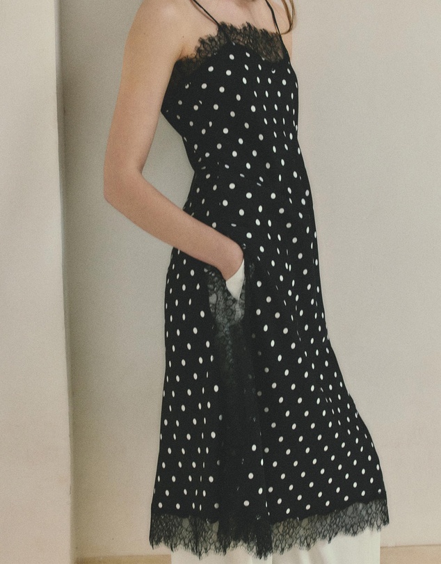M.N.G - Long Lace Polka Dot Top