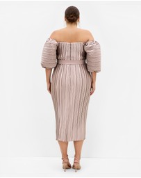 City Chic - Plus size Krista Pleat Midi Dress - champagne