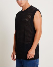 Black Noise White Rain - Lydo Net Knit Vest
