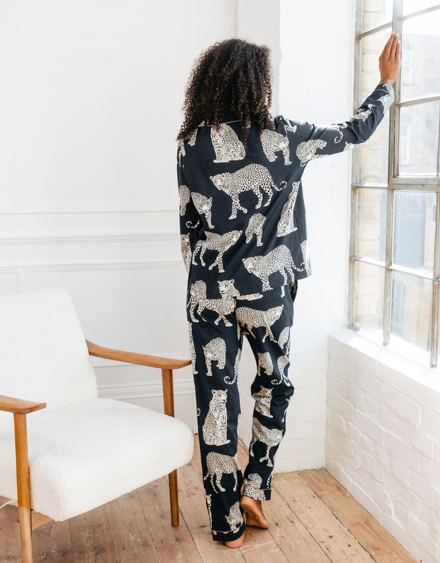 Chelsea Peers - Organic Cotton Leopard Print Long Pyjama Set