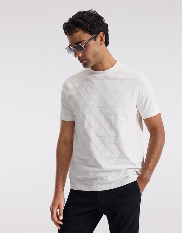 Calibre - Geometric Jacquard T-shirt Off White