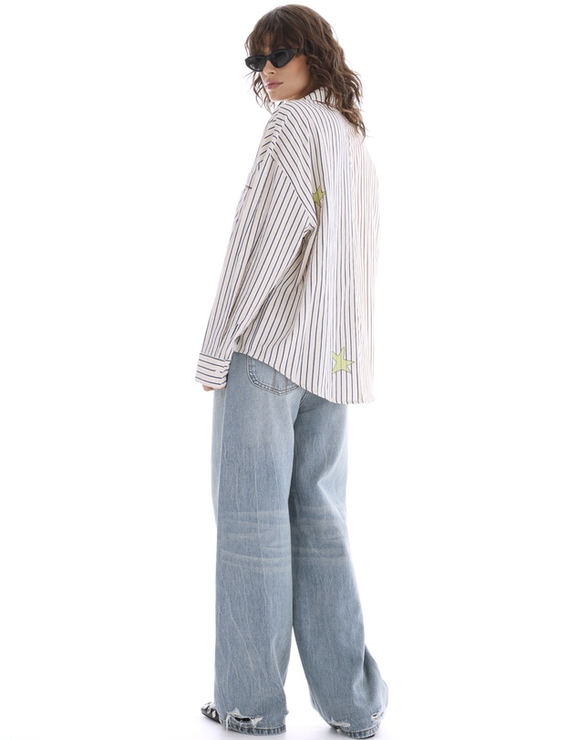 THE TALES - Half n Half Illustrated Muse Stripe Shirt