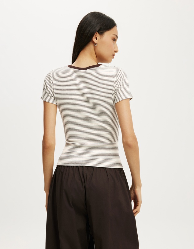 Cotton On - Blake Rib Henley Short Sleeve