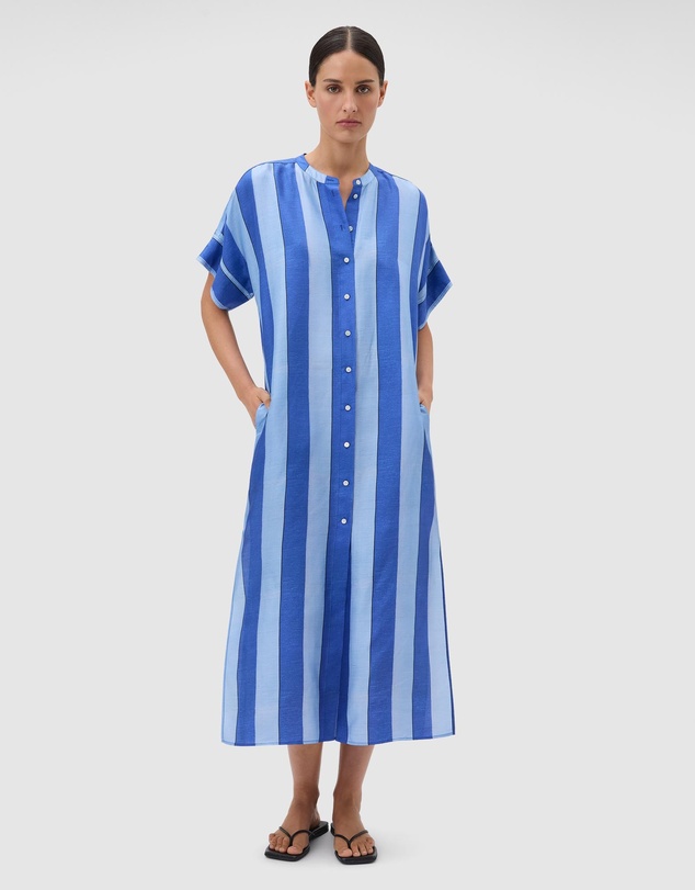 Oroton - Slub Silk Stripe Column Dress