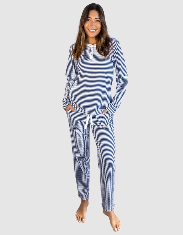 Sant And Abel - Women's Marina Jersey Knit Stripe Long PJ Set