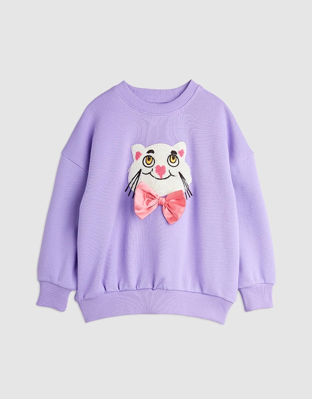 Mini Rodini - Cat With Bowtie Chenille Sweatshirt - Babies-Kids