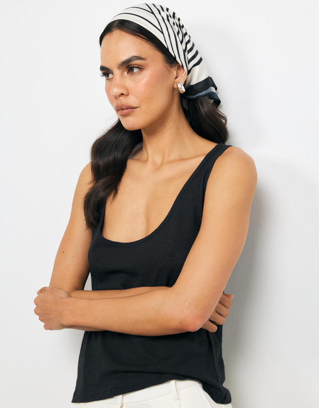 AERE - Linen Blend Scoop Tank