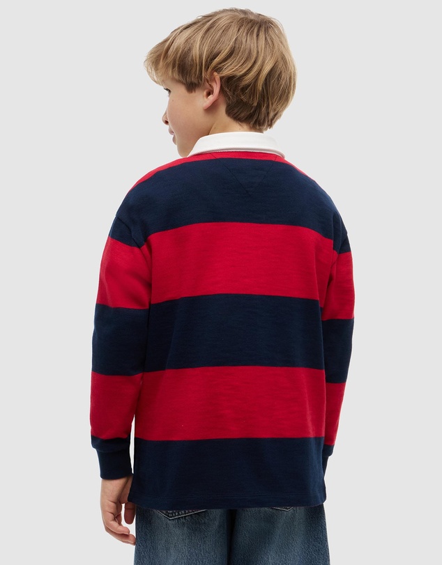 Tommy Hilfiger - Regular Fit Stripe Long Sleeve Polo Shirt - Kids-Teens