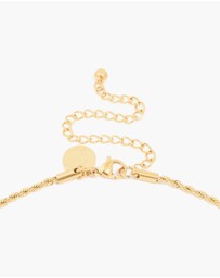 Lovisa - Waterproof Gold Plated Stainless Steel Cubic Zirconia Celestial Etched Tab Necklace