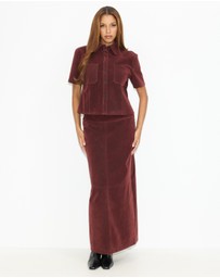 Dazie - Bailey Faux Suede Midi Skirt