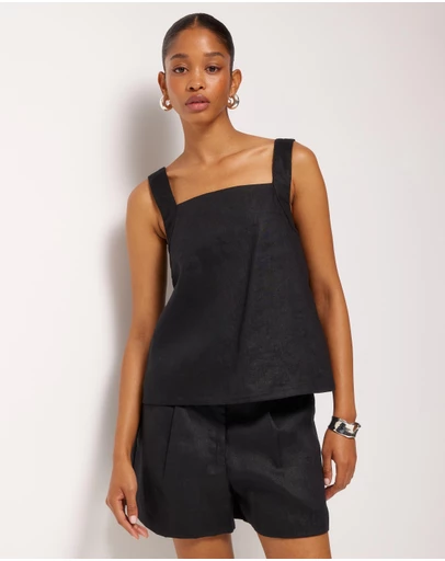 AERE - Straight Neck Tie Back Top