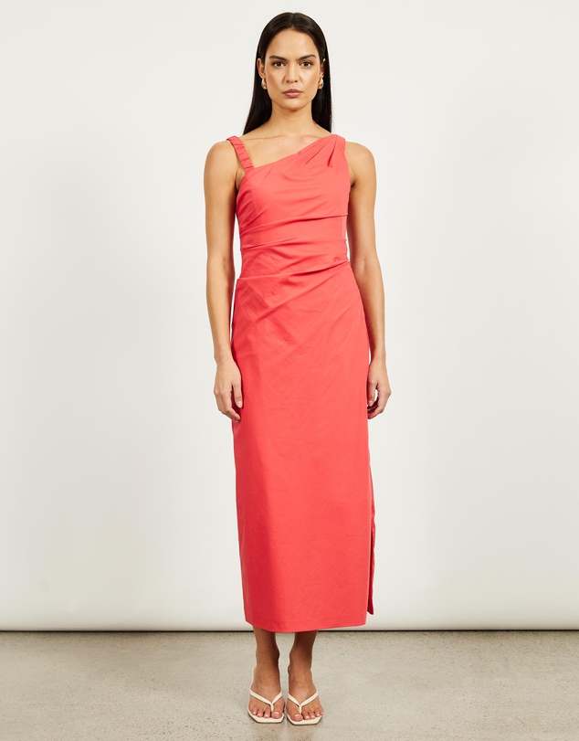 Lover - Kilian Asymmetric Tuck Midi Dress