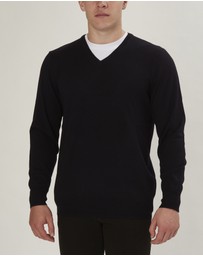 3 Wise Men - 3 Wise Men Fisher V Neck Merino Knit - Navy