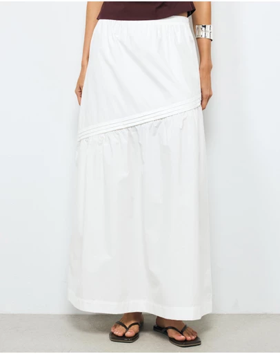 AERE - Margot Cotton Asymmetric Maxi Skirt