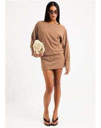 Insight - Dara Stripe Off Shoulder Mini Dress